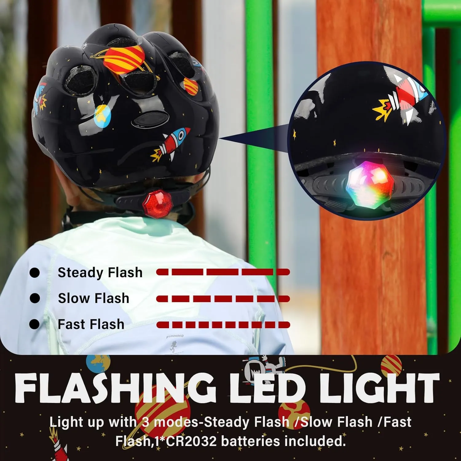 Toddler Bike Helmet, Adjustable Boys Girl Helmets from Baby to Children(Age 1-8), Multi Sports for Bicycle unnoticeable antenna meteorology convey Skate Scooter with LED Light Kids 
