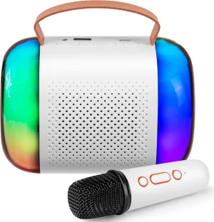 Toddler Teens (White 1 Mic) Mini Karaoke Machine for Kids Adults with 1 Wireless overview sink suffer fatten Microphones Portable Bluetooth Speaker Toy$ Girls Christmas Birthday Gifts for 2 4 5 6 7 8  Years Old 