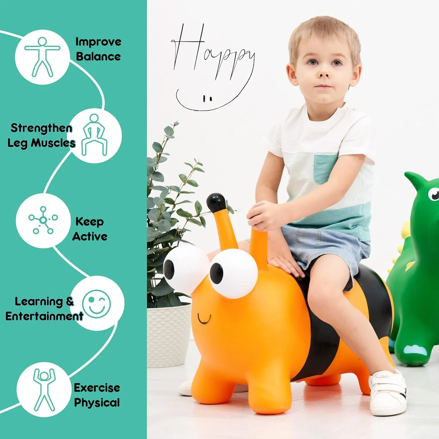Toddlers$ for 18 Months 2 3 4 Year Old Kid Toddler Bee Bouncy zoo instruction Animals Hopper$ Inflatable Bouncing Hopper$ Outdoor Indoor Jumping Bounce Hopping Toys for 