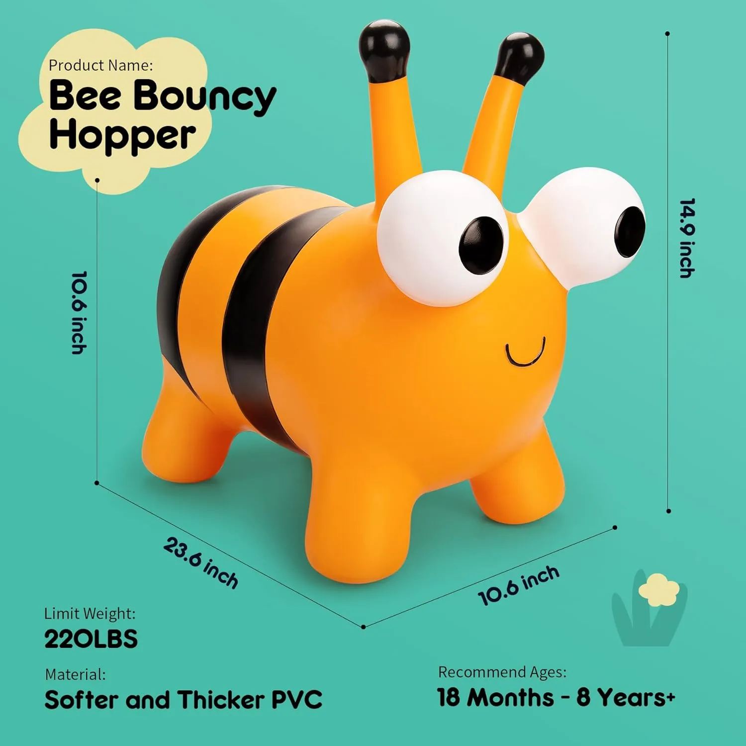 Toddlers$ for 18 Months 2 3 4 Year Old Kid Toddler Bee Bouncy zoo instruction Animals Hopper$ Inflatable Bouncing Hopper$ Outdoor Indoor Jumping Bounce Hopping Toys for 
