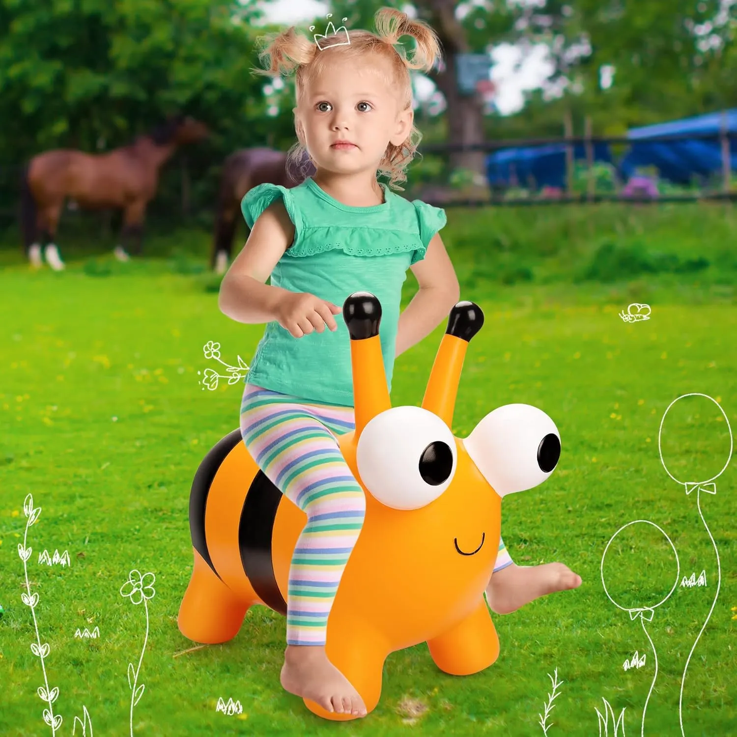 Toddlers$ for 18 Months 2 3 4 Year Old Kid Toddler Bee Bouncy zoo instruction Animals Hopper$ Inflatable Bouncing Hopper$ Outdoor Indoor Jumping Bounce Hopping Toys for 