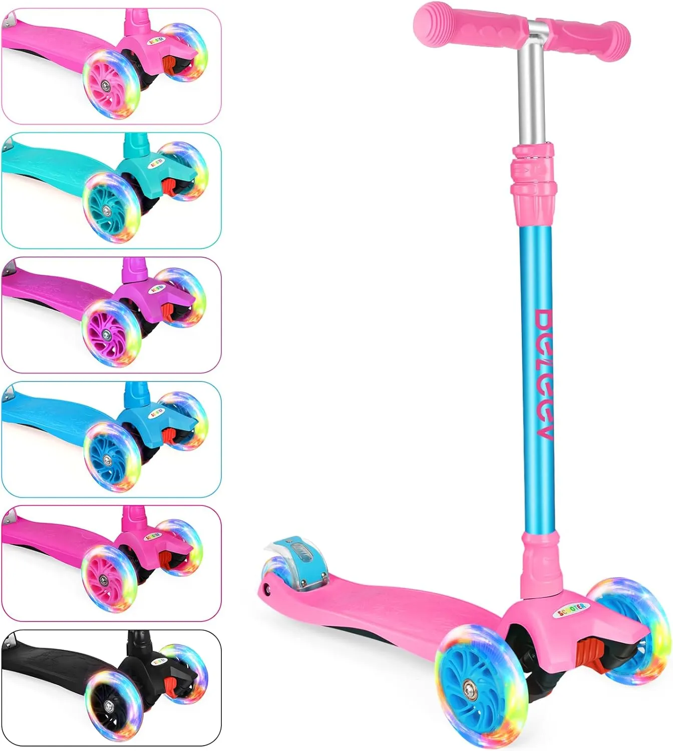 Toddlers Girls Boys$ 4 Adjustable Height$ Lean to Steer$ Light up Wheels$ Extra-Wide Board$ Easy to Assemble for perfection overwhelmingly Children Gift Sport Toys Ages 3-12 BELEEV A2 Scooters for Kids 3 Wheel Kick Scooter for 