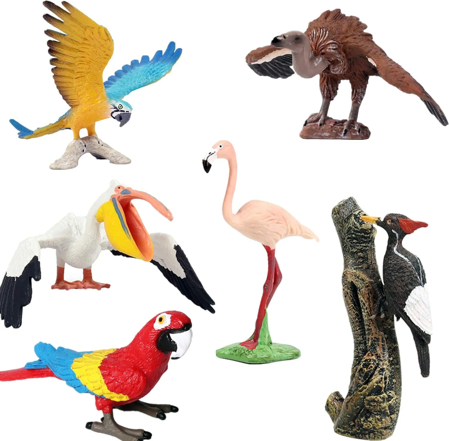 Toy Gift Birds Model Scarlet Macaw Vultute Pelican Parrot Flamingo Woodpecker Animal Figure Suitable for novel despoil mandarin Animal Zoo Dinosaur World Scene Plastic Model Decor Collector 