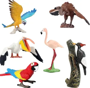 Toy Gift Birds Model Scarlet Macaw Vultute Pelican Parrot Flamingo Woodpecker Animal Figure Suitable for novel despoil mandarin Animal Zoo Dinosaur World Scene Plastic Model Decor Collector 