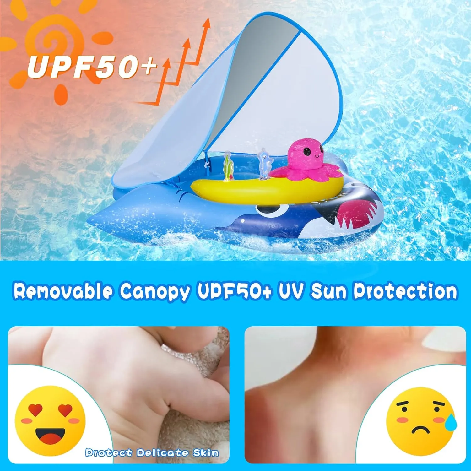 Toy Play ethical Console$ Adjustable Safety Seat Onory Baby Pool Float with Canopy$ Infant Baby Swimming Pool Floats for 6-36 Months$ Toddler Pool Float with UPF50  Sun Protection Canopy & 