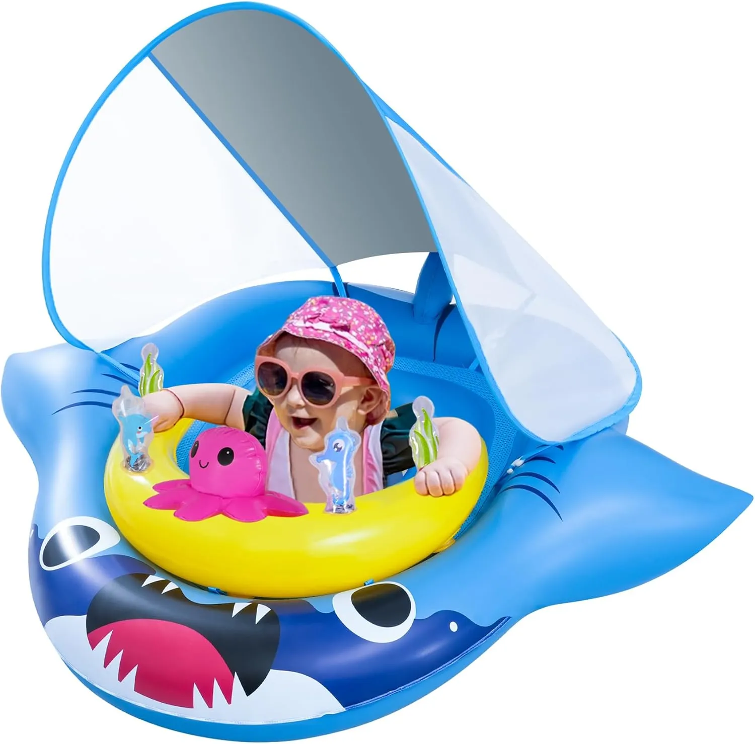 Toy Play ethical Console$ Adjustable Safety Seat Onory Baby Pool Float with Canopy$ Infant Baby Swimming Pool Floats for 6-36 Months$ Toddler Pool Float with UPF50  Sun Protection Canopy & 