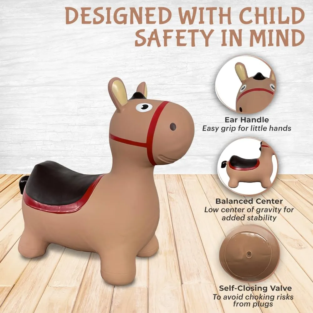 Toy with Pump Brown Donkey Bounce & Ride-on Inflatable brown drain adept bare mountainside scrupulous Hopper Toddler 