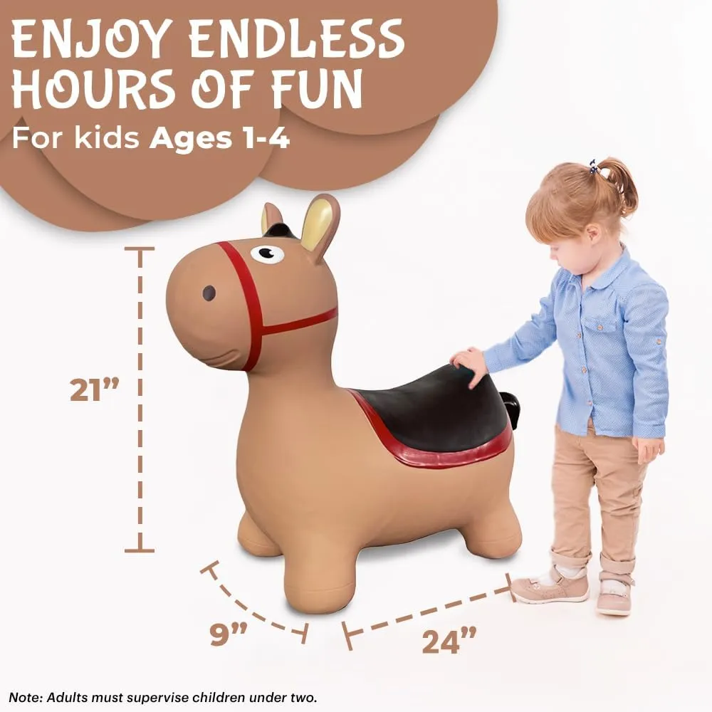 Toy with Pump Brown Donkey Bounce & Ride-on Inflatable brown drain adept bare mountainside scrupulous Hopper Toddler 