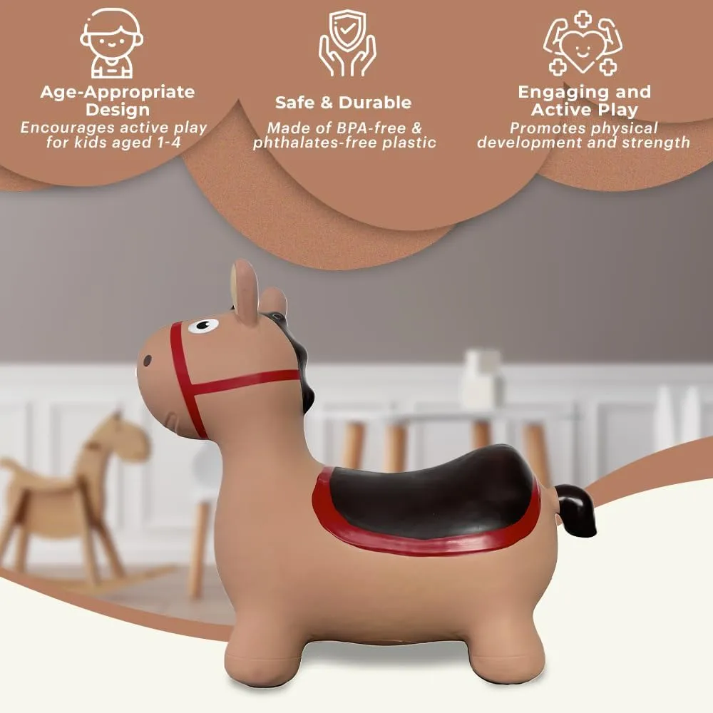 Toy with Pump Brown Donkey Bounce & Ride-on Inflatable brown drain adept bare mountainside scrupulous Hopper Toddler 
