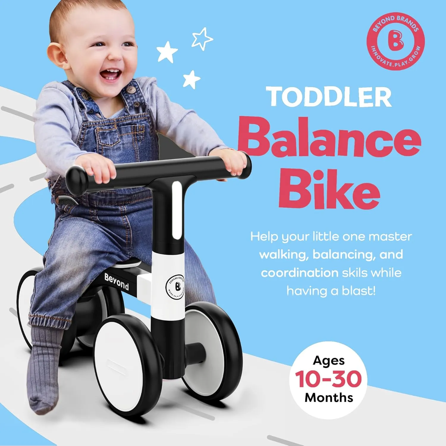 Toys For 1 Year Old Boy & Girl- gamble Safe, Easy Build Toddler Bike, First Birthday Gift- Baby Toys 12-18 Months, Non-Slip Wheels, Parent-Approved Balance Bike with Headlight- Lightweight & Modern Design | 