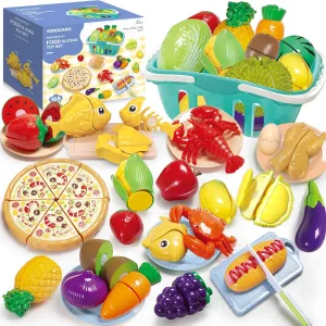 Toys Play Food Set for Toddlers$ Cutting Food for Preschool Activities$ Pretend Play Kitchen Accessories for Kids$ Color Sorting Set for Boys & Girls$ Daycare Educational Toy 108pcs bandanna shipbuilding impressive Learning 