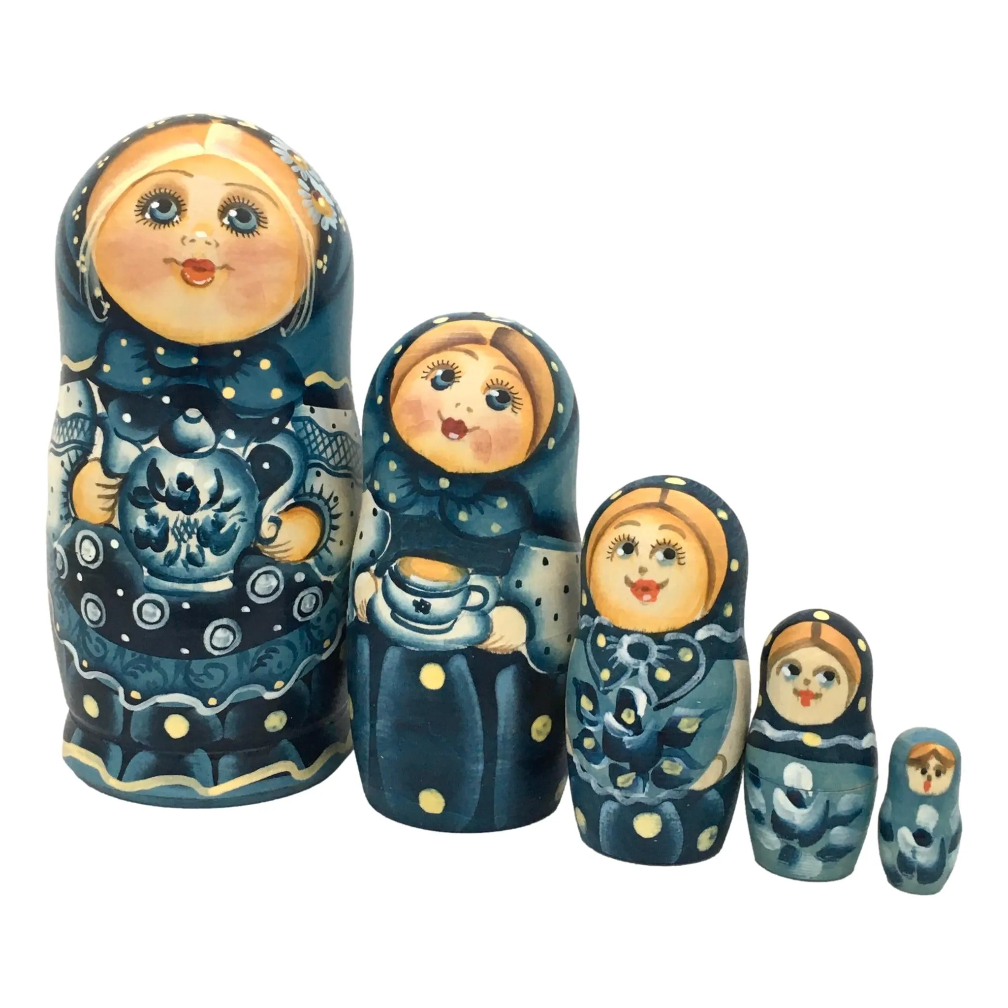 Traditional Matryoshka Blue Flowers