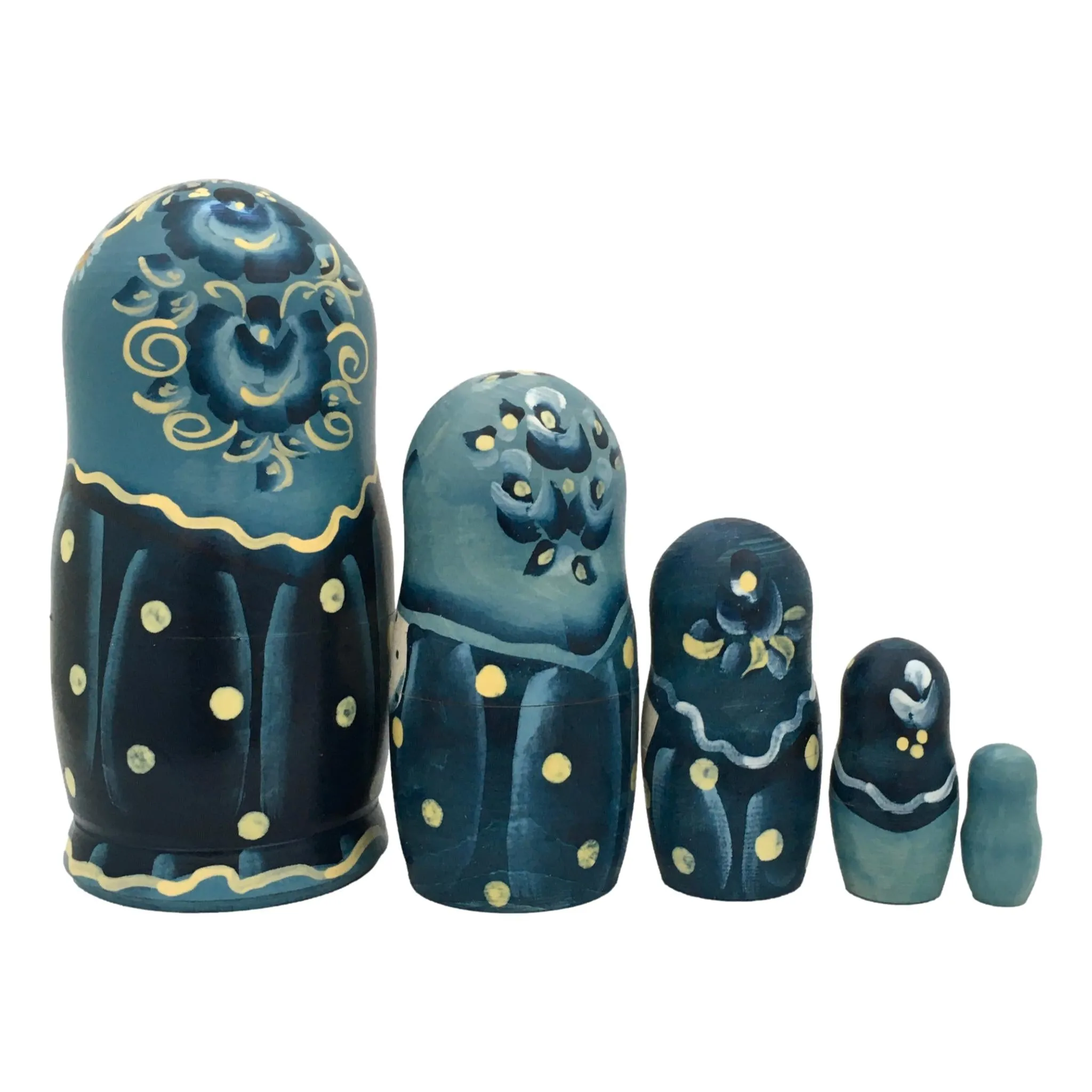 Traditional Matryoshka Blue Flowers