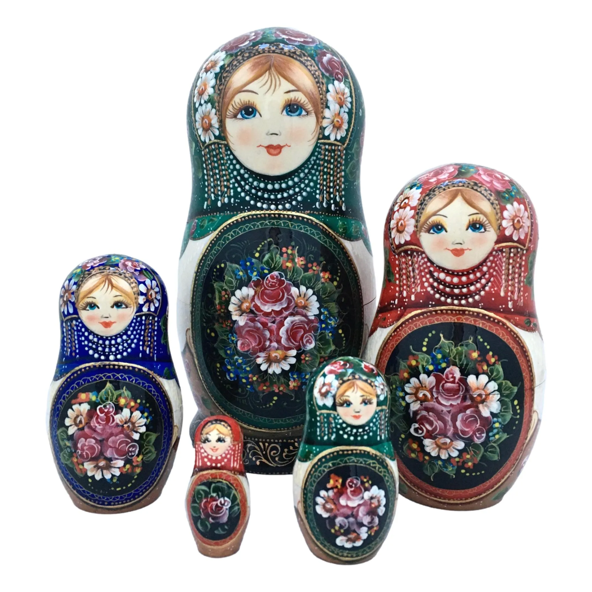 Traditional Nesting Dolls Zhostovo Style