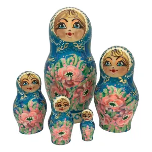 Traditional Russian Dolls Blue Pink