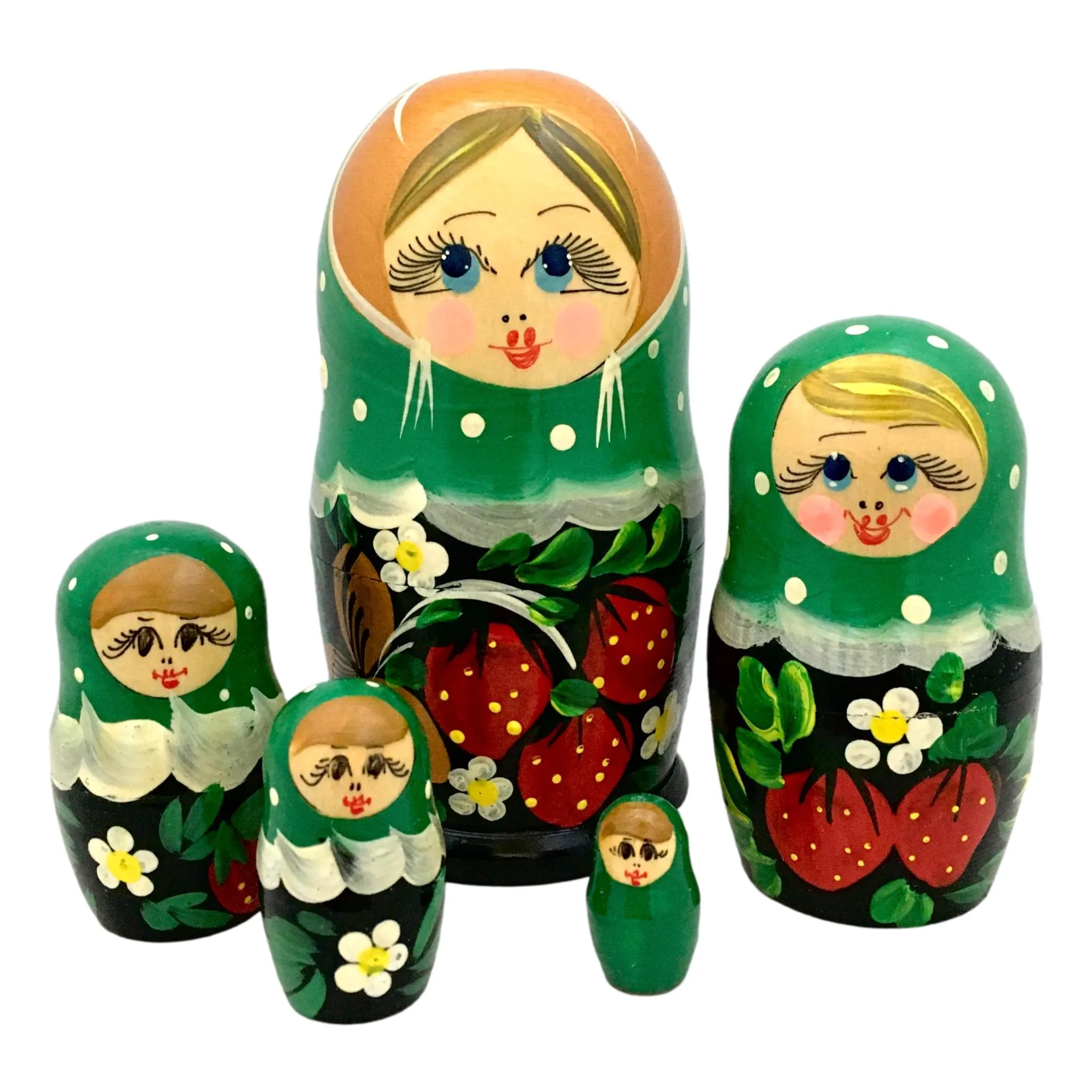 Traditional Russian Dolls in Green 5 Piece