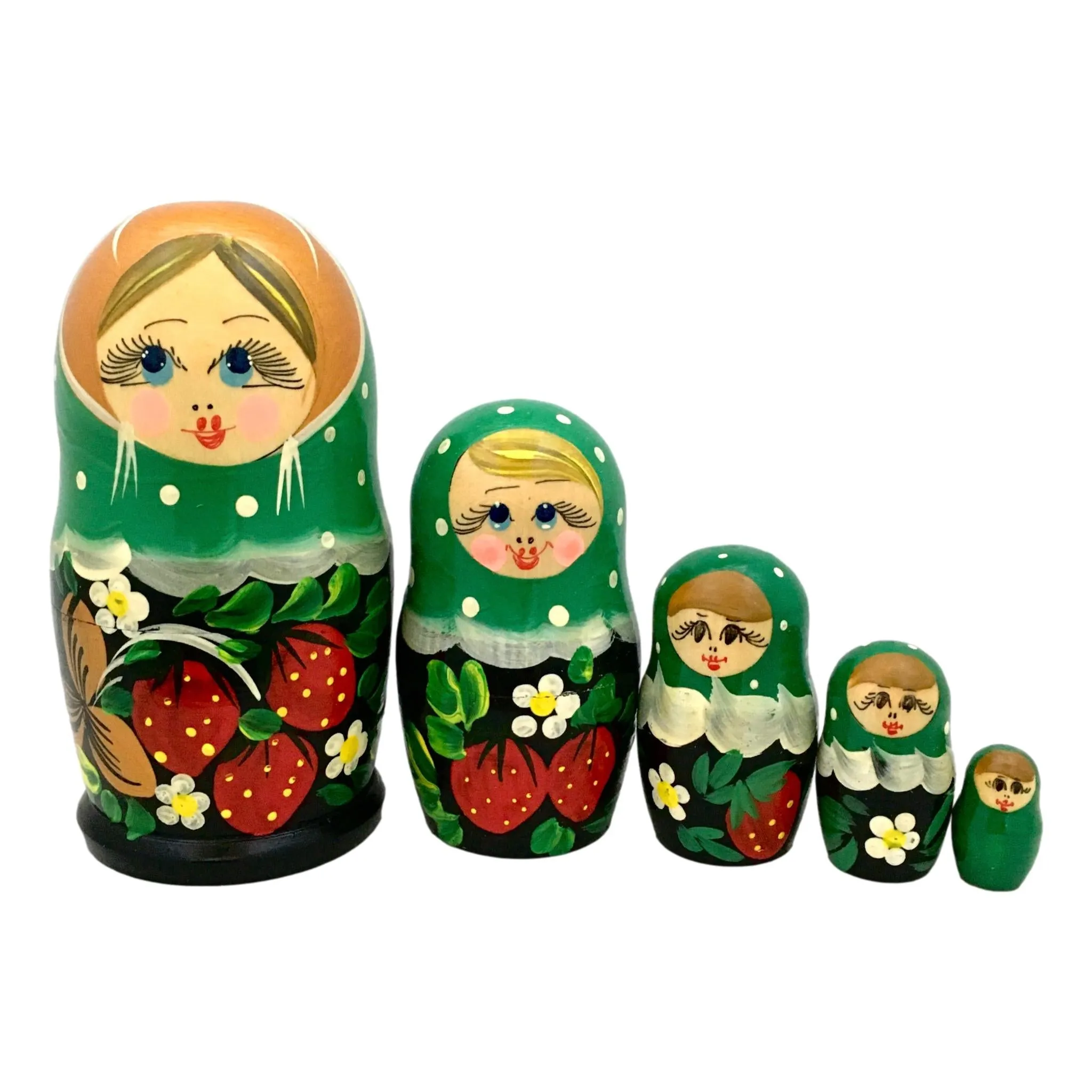Traditional Russian Dolls in Green 5 Piece