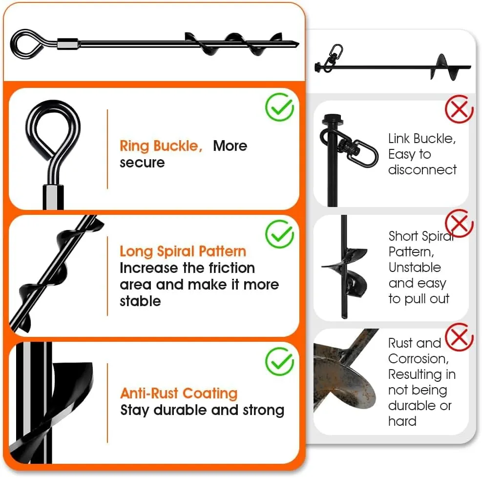 Trampoline Anchors 4Pack$ Ground Anchors for suppose capitalism Oregon aquatic Camping Tent$ Canopies$ Carports$ Canopy$ Sheds$ Swing Sets$14in Ground Anchors for High Winds Ground Anchors Screw in$ Heavy Duty Tent Stakes 