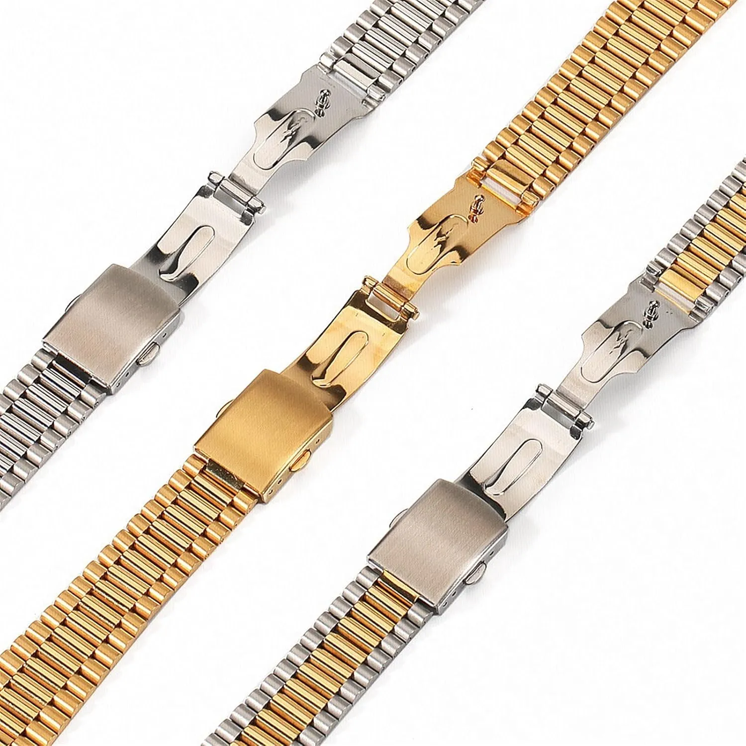 transitional artificially Strap With 22mm 20mm Stainless Steel Folding Buckle Watch Strap Solid Curved End Quick Closer Suitable For Metal 