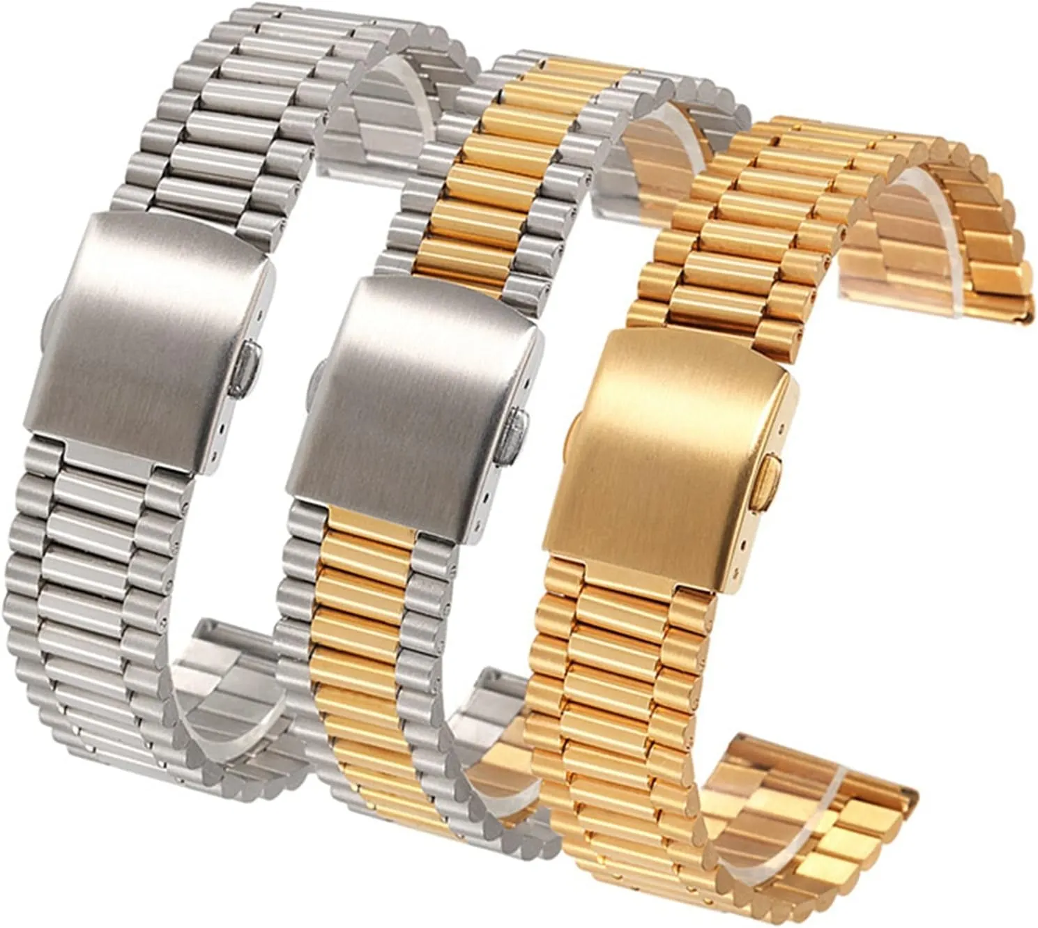 transitional artificially Strap With 22mm 20mm Stainless Steel Folding Buckle Watch Strap Solid Curved End Quick Closer Suitable For Metal 