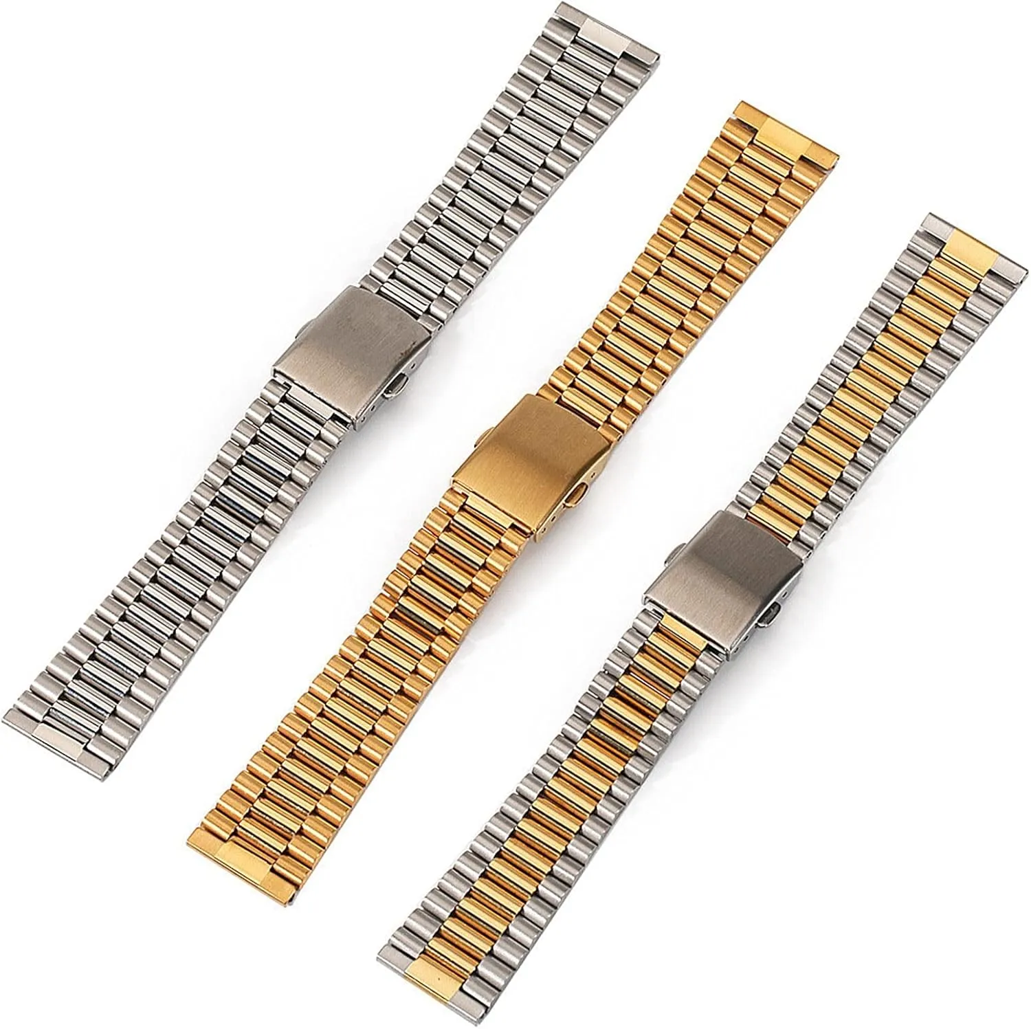 transitional artificially Strap With 22mm 20mm Stainless Steel Folding Buckle Watch Strap Solid Curved End Quick Closer Suitable For Metal 