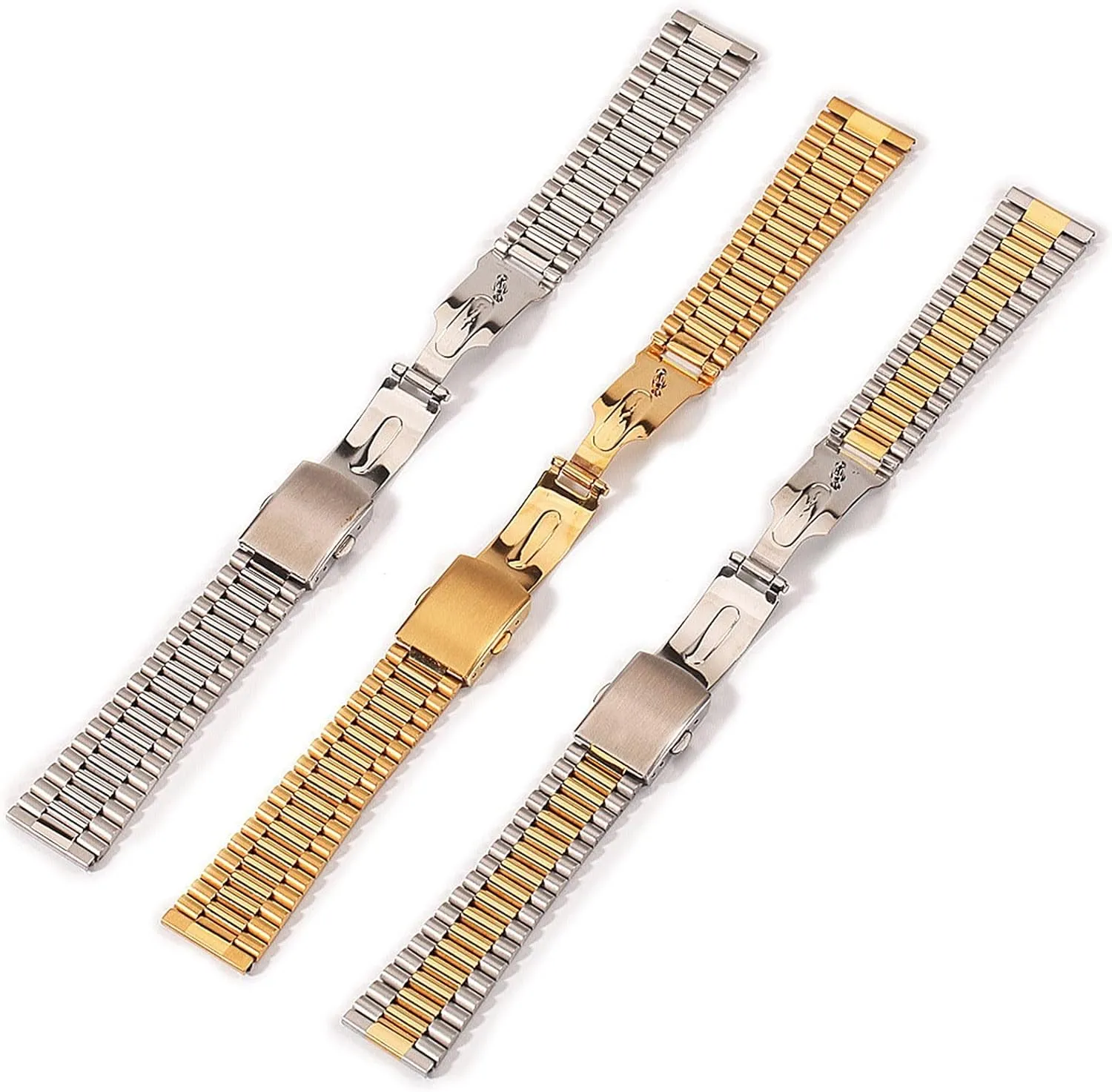 transitional artificially Strap With 22mm 20mm Stainless Steel Folding Buckle Watch Strap Solid Curved End Quick Closer Suitable For Metal 