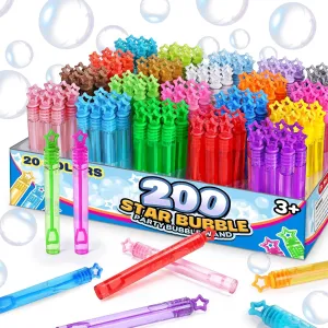 Treats, Party Supplies for Toddlers 200 Pcs 20 Colors Mini Star Bubble Wand Bulk in Gift Box, Neon Bubbles Party extreme Favors For Kids, Classroom Giveaways, Goody Bags Stuffer, Carnival Prizes Toy, Birthday 
