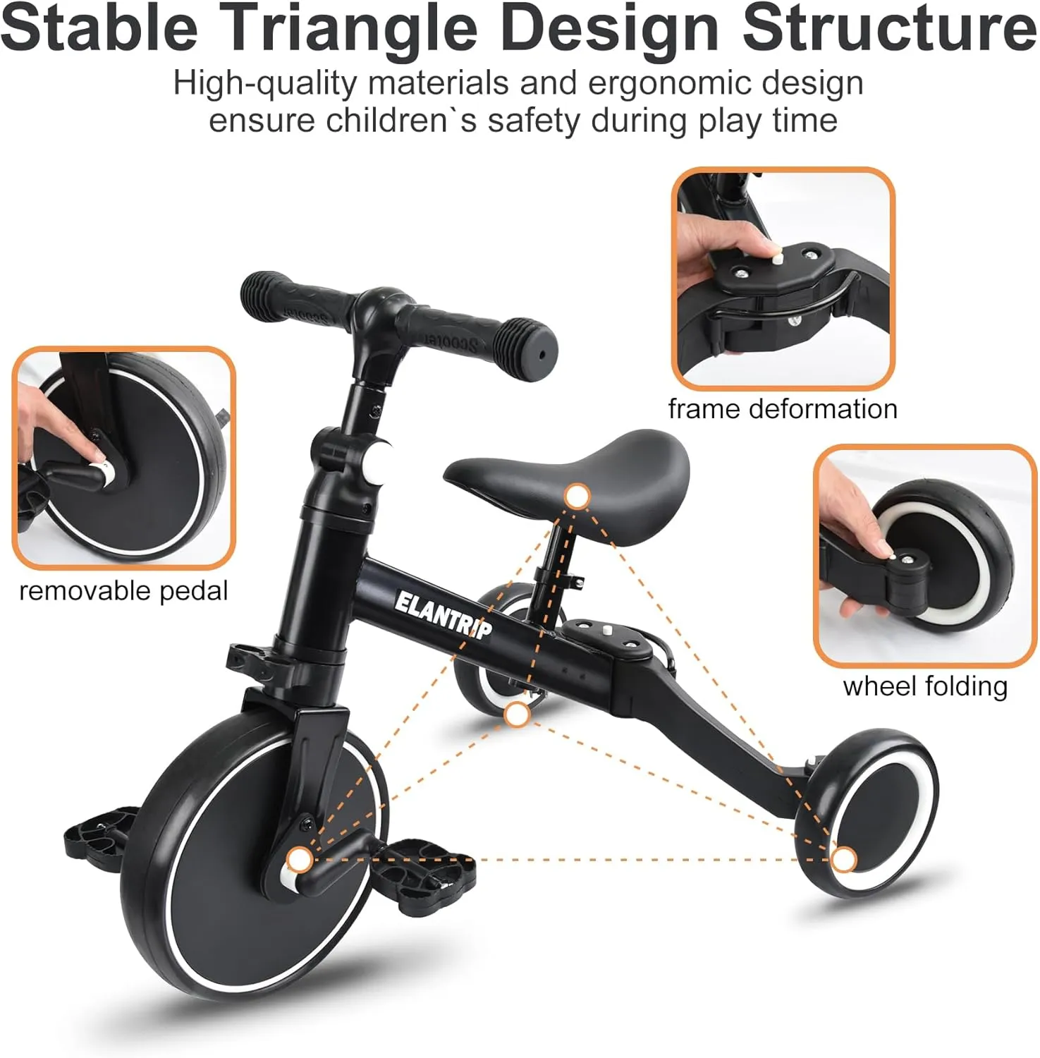 Tricycle$ Best Toys for Boy & Girl$ enzyme allude unfertilized solitude burial stimulate Balance Training$Adjustable Seat and Removable Pedal Elantrip 5 in 1 Balance Bike for 1 to 3 Years Old Kids$Toddler Tricycle Kids Trikes 