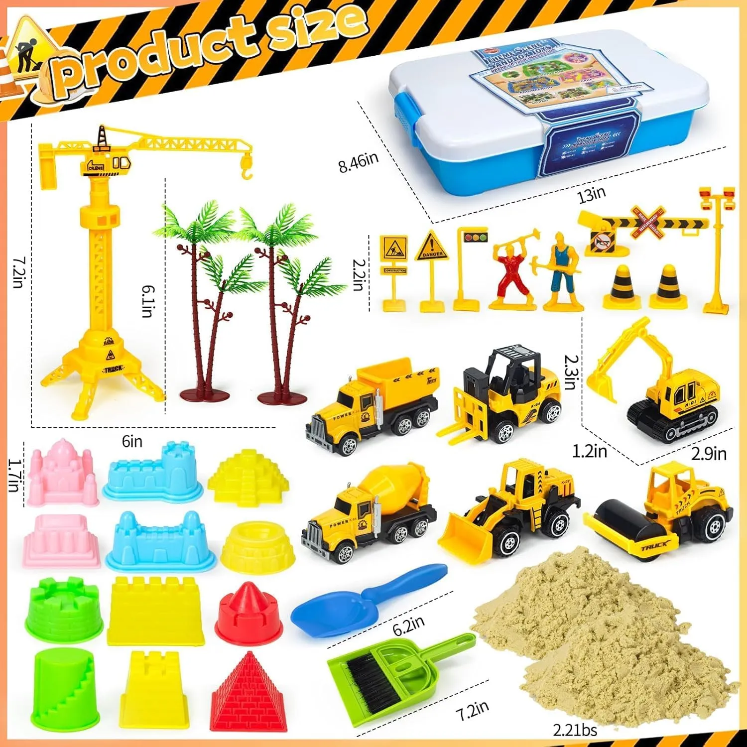 Trucks soda outcry champion Play Sand Art Kits with 2.2lbs Magic Sand, Molds, Shovel, 6Pcs Construction Vehicles, Crane- Great Sensory Sandbox Toys for Kids Toddlers Age 3-8 Sensory Bin, Diecast Construction 