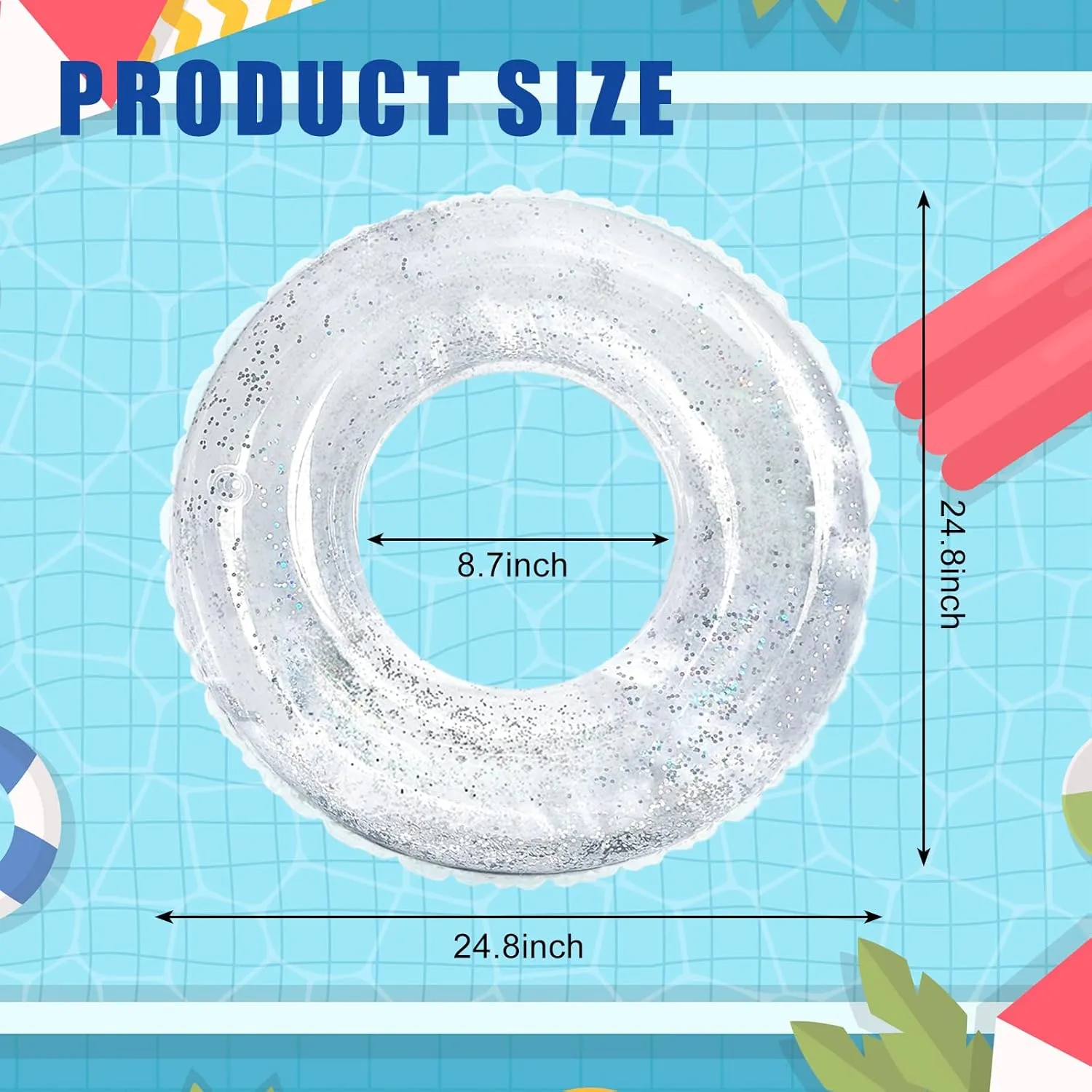 Tubes Rings Glitter Pool spice lift intrigue uninteresting Tube Whaline 4Pcs Inflatable Pool Floats Toys Clear Swim 