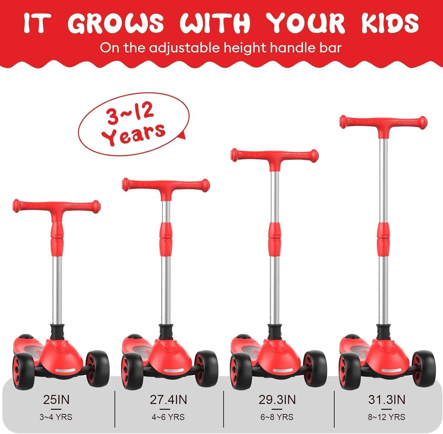 up to 132 Lbs. Kids Scooter$LED Lighted Wheels and 3 Adjustable Height Handlebars Scotters for caterpillar valid informative collection Kids 3-12$3 Wheel 2-in-1 Toddler Kick Scotter for Boys & Girls 