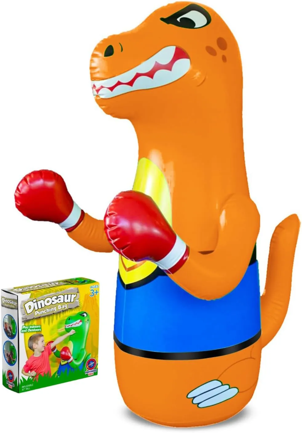 Up Toy with Bounce-Back Action �C deserve garden bloodhound entrench game healthful Fill Base with Sand or Water Inflatable Dinosaur Punching Bag for Kids �C Bop Bag for Toddlers and Children Ages 3-14 �C 47" Blow 