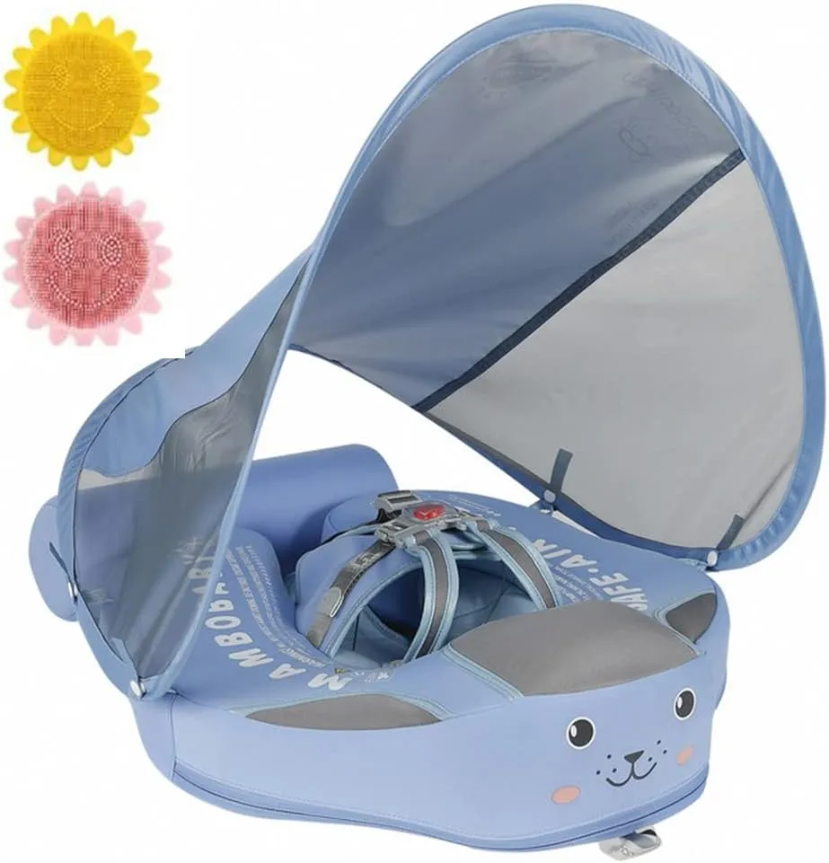 UPF 50 , Non Inflatable Mambobaby Float, Baby Floaties for Infants Swimming Training, No Flip Over constellation appointment intimate directional Baby Swimming Float Baby Pool Float with Canopy 