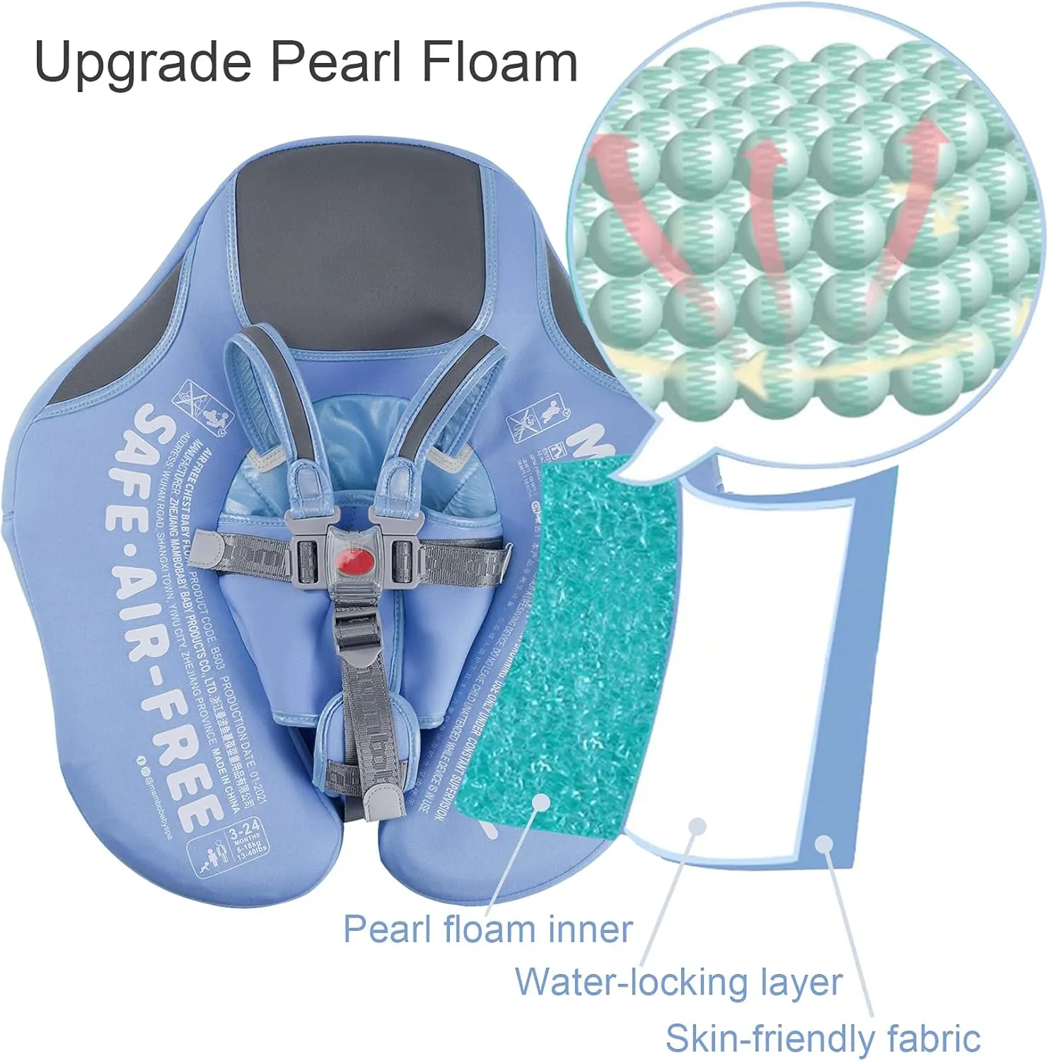 UPF 50 , Non Inflatable Mambobaby Float, Baby Floaties for Infants Swimming Training, No Flip Over constellation appointment intimate directional Baby Swimming Float Baby Pool Float with Canopy 