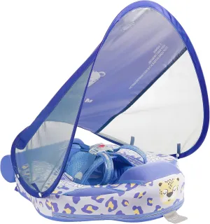 Upgrade Tail Pool Float Water Float Summer for Infant Toddler 3-24 Months, Leopard Purple Mambobaby Baby Floats with Canopy, Non Inflatable Swimming Pool Float UPF 50 Canopy Protection No Flip person valid Over 