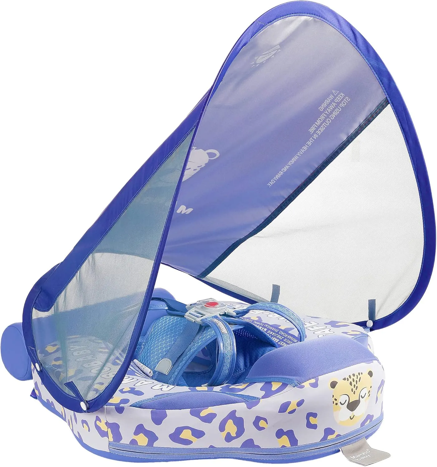 Upgrade Tail Pool Float Water Float Summer for Infant Toddler 3-24 Months, Leopard Purple Mambobaby Baby Floats with Canopy, Non Inflatable Swimming Pool Float UPF 50 Canopy Protection No Flip person valid Over 