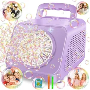Upgraded Bubble Machine with 2 Speed Levels,Blow 20000  Bubbles/Minute,Portable Automatic Bubble Machine for Kids Toddlers,Durable Bubble Maker Outdoor Toys Gifts for Birthday,Wedding,Party,Christmas