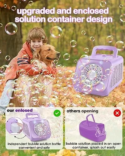 Upgraded Bubble Machine with 2 Speed Levels,Blow 20000  Bubbles/Minute,Portable Automatic Bubble Machine for Kids Toddlers,Durable Bubble Maker Outdoor Toys Gifts for Birthday,Wedding,Party,Christmas