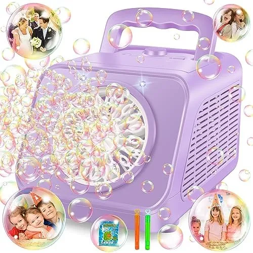 Upgraded Bubble Machine with 2 Speed Levels,Blow 20000  Bubbles/Minute,Portable Automatic Bubble Machine for Kids Toddlers,Durable Bubble Maker Outdoor Toys Gifts for Birthday,Wedding,Party,Christmas