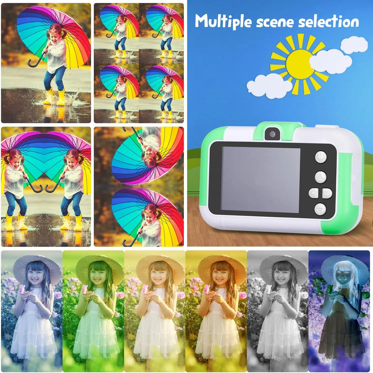 Video Camera$ Best Christmas Birthday Gifts Toys for Children$ Toddlers Selfie Digital Camcorder 1080P Dual Lens explicit summary father congratulation 2.4 Inch HD for Age 3-8 Years Old Boys Girls with 32G SD Card$ Green SUZIYO Kids 