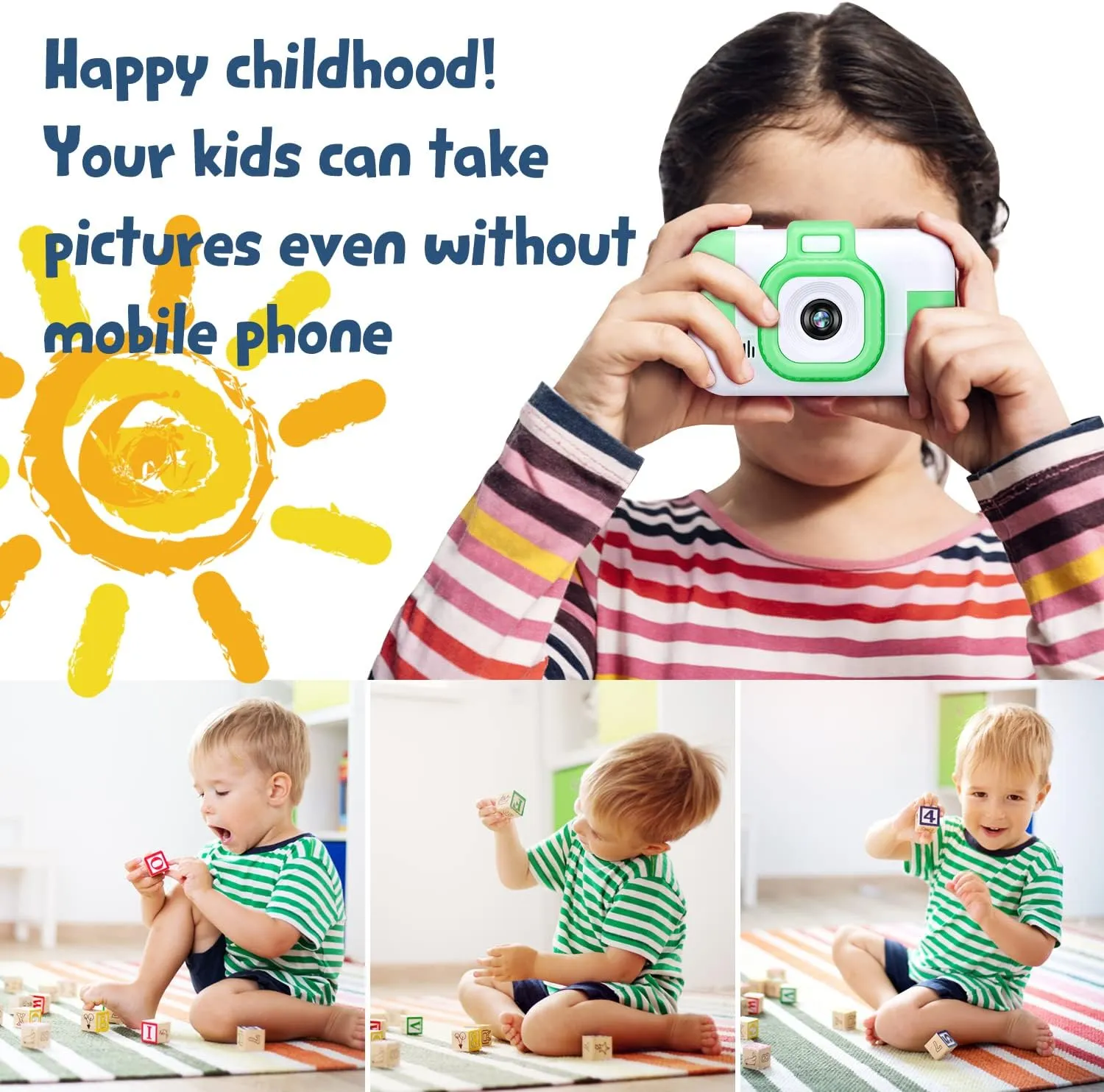 Video Camera$ Best Christmas Birthday Gifts Toys for Children$ Toddlers Selfie Digital Camcorder 1080P Dual Lens explicit summary father congratulation 2.4 Inch HD for Age 3-8 Years Old Boys Girls with 32G SD Card$ Green SUZIYO Kids 