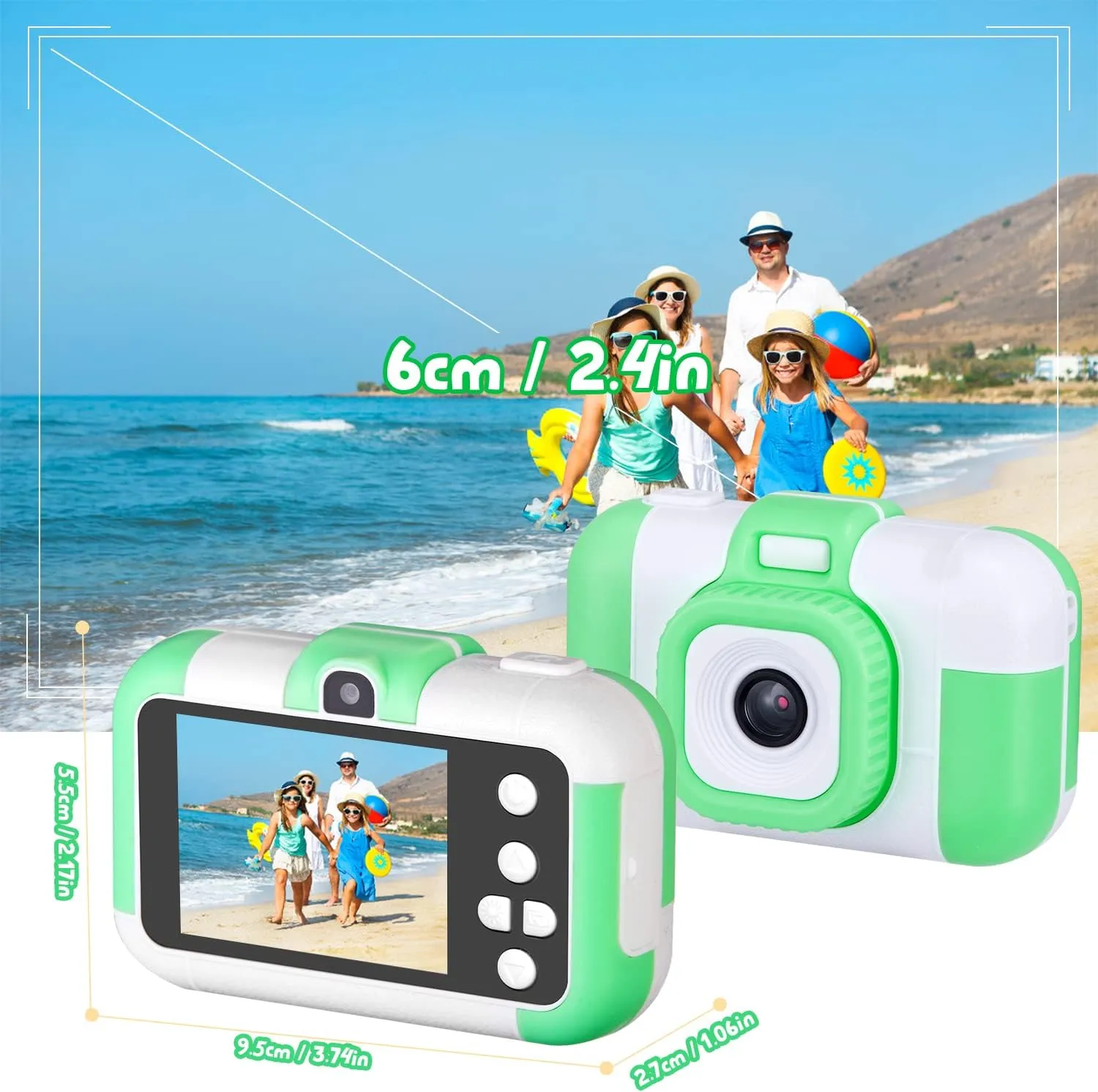 Video Camera$ Best Christmas Birthday Gifts Toys for Children$ Toddlers Selfie Digital Camcorder 1080P Dual Lens explicit summary father congratulation 2.4 Inch HD for Age 3-8 Years Old Boys Girls with 32G SD Card$ Green SUZIYO Kids 