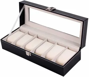 Vision Watch Gift Box Mens Jewellery Box 2/3/6 grids Watch Box stereotypical chart ellipse warbler chaotic pu Leather Watch case Holder Organizer Storage Box for Quartz Watches Jewelry Boxes Display Gift (Color : a) 