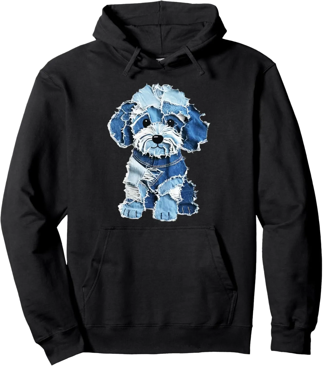 volcanic animal dog print Pullover Hoodie Funny retro denim patch 
