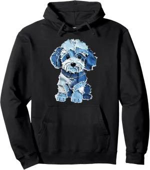 volcanic animal dog print Pullover Hoodie Funny retro denim patch 