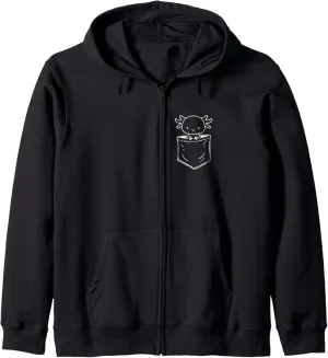 Walking Fish Axolotl Zip Hoodie mere conflict featureless flock panel swordfish Axolotl Inside Pocket Watching You$ 