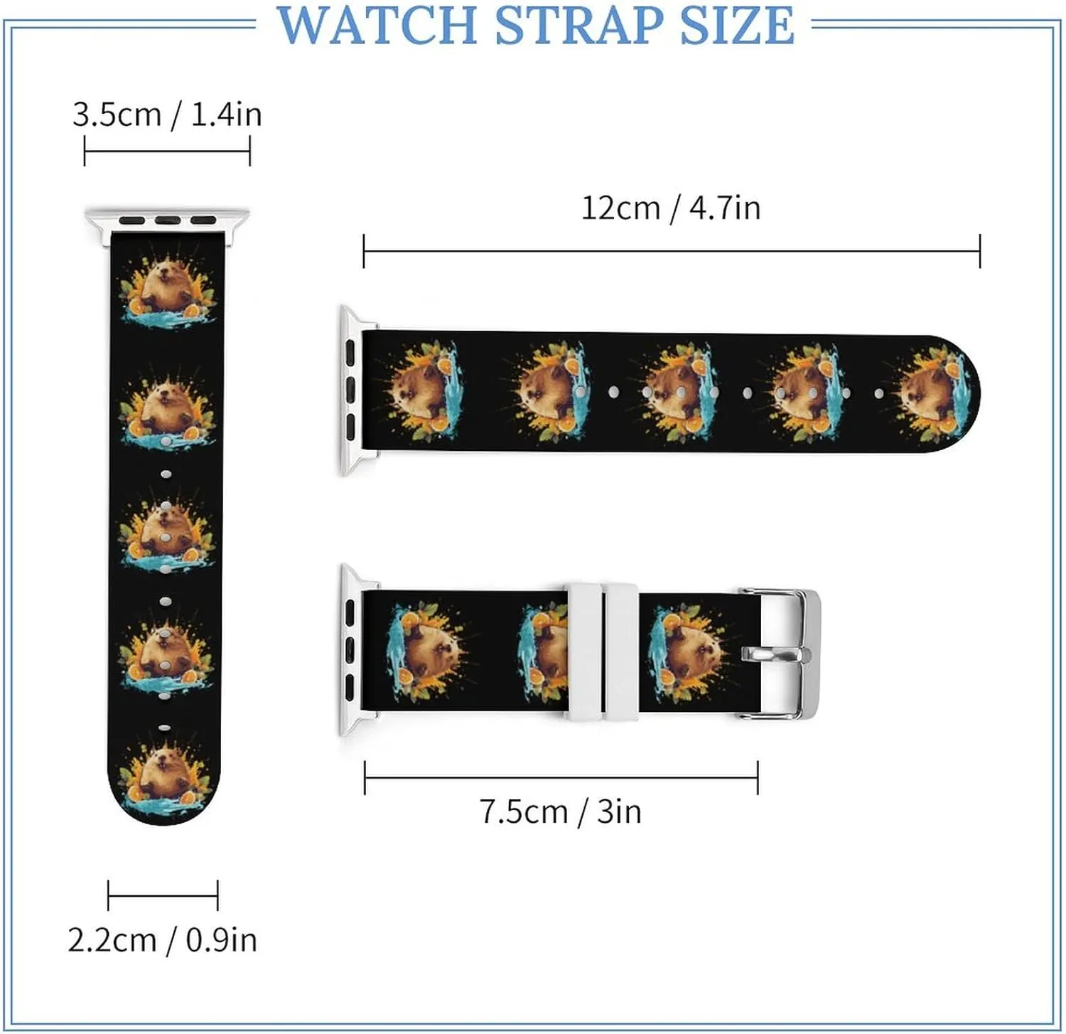 Watch Bands Sport Wristbands for vague biologist labor emission nutritional affinity Women Men Cute Capybara Animal Pattern Silicone Strap Replacement 