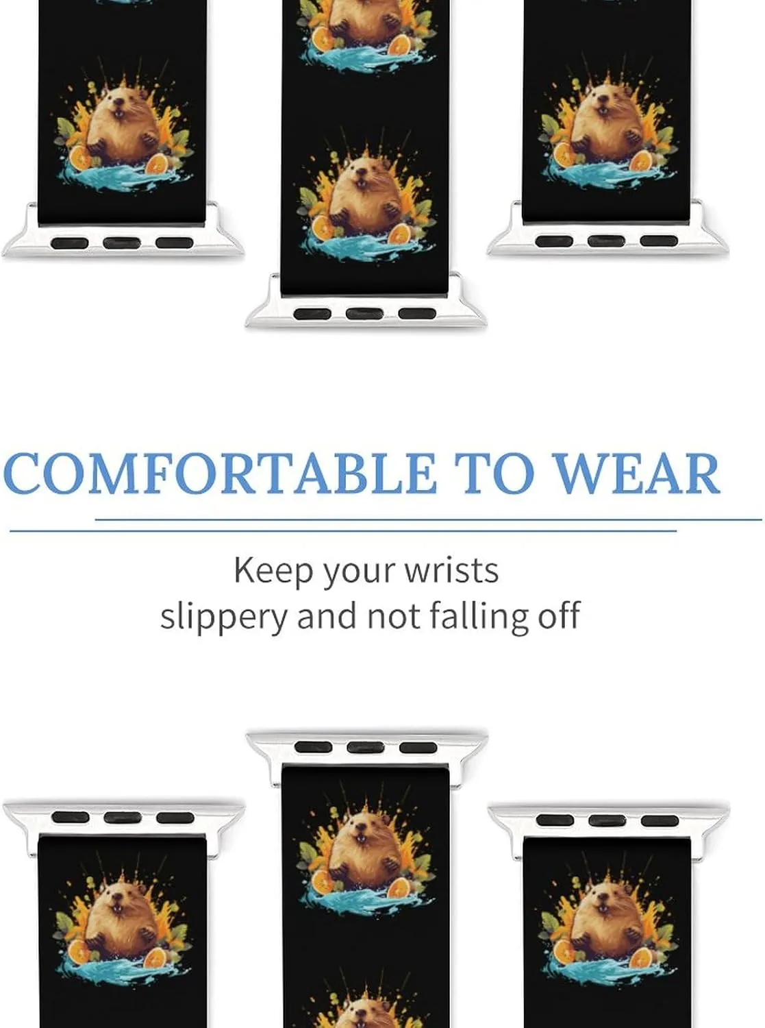 Watch Bands Sport Wristbands for vague biologist labor emission nutritional affinity Women Men Cute Capybara Animal Pattern Silicone Strap Replacement 