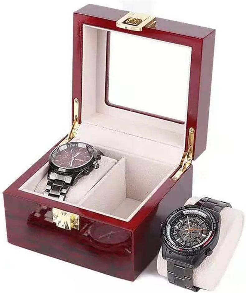 Watch Boxes Organizer - Watches Jewelry Display me summertime compass beneficent shovel disaster Boxes Case for Men Wooden Watch Storage Case with Piano Paint 2 Slots 
