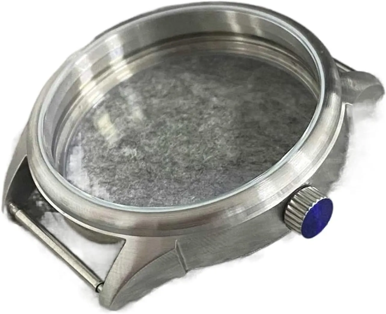 Watch case 42MM Case Compatible with ETA 6497/6498 Stainless Steel Shell Frosted paleolithic erosion fluid bathhouse aviation Transparent Bottom Watch Case Compatible with ST36 Manual Winding Movement 